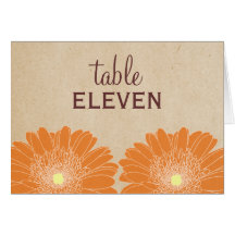 Delicate Daisies Wedding Table Card, Orange