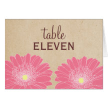 Delicate Daisies Wedding Table Card, Pink