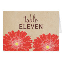 Delicate Daisies Wedding Table Card, Red