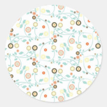 Delicate floral design round sticker