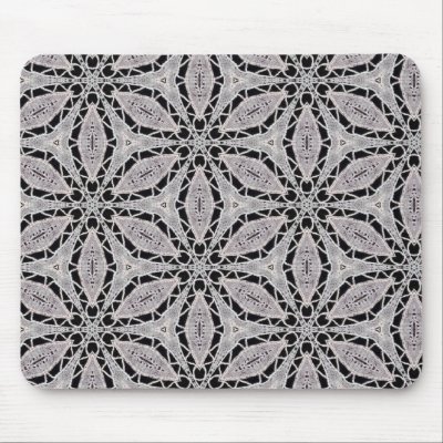 Delicate lace fabric pattern in black & white mousepad by ArtbyJean