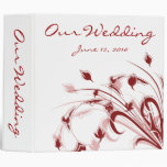 Delicate Red and White Flower Swirls 3 Ring Binders