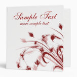 Delicate Red and White Flower Swirls Binders