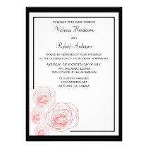 Delicate Roses Wedding Invitation, Black and Red invitations