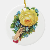 Delicate Yellow Rose Christmas Tree Ornaments