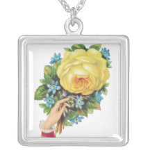 Delicate Yellow Rose Personalized Necklace