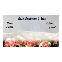 Delicious Barbecued Meat Skewers Business Card Templates