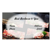 Delicious Barbecued Meat Skewers Business Card Templates