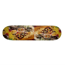Delicious Beef shish kabob with salads Skate Board Deck
