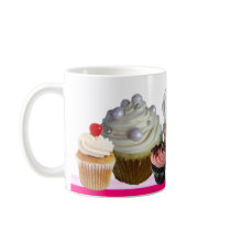 DELICIOUS CUPCAKES DESERT SHOP,Pink ,Fuchsia,White Coffee Mug