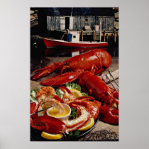 Delicious Fresh Atlantic lobster dinner on the fis Posters