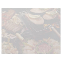 Delicious Grilled salmon, beef steaks and cocktail Letterhead