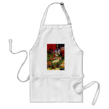 Delicious Holiday with deli platter, punch bowl an Aprons