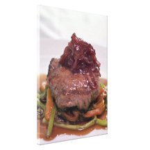 Delicious meat filet presentation stretched canvas prints