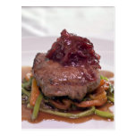 Delicious meat filet presentation post cards