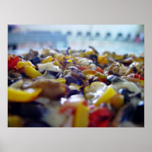 Delicious pizza with colourful toppings print