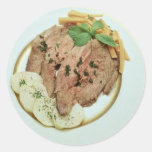 Delicious Roast beef with potatoes Round Stickers