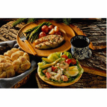 Delicious Salmon dinner with seafood salad Cut Out