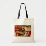 Delicious Strawberries and cake Tote Bags