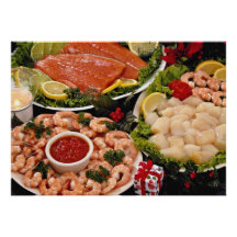 Delicious Styled platters of fish with poinsettia Personalized Announcement