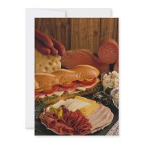 Delicious Submarine sandwich with meats and cheese Personalized Invites