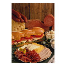 Delicious Submarine sandwich with meats and cheese Personalized Invites