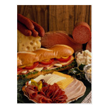 Delicious Submarine sandwich with meats and cheese Post Card