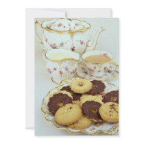 Delicious Tea and biscuits with 'posh' china Custom Invites