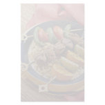 Delicious Vegetable, beef and fruit kabobs over ri Stationery