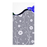 Delightful White floral and Bluish Ribbon photo cards