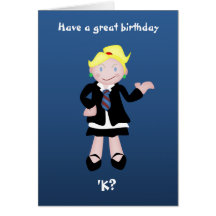 Delinquent Doll School Girl Greeting Cards