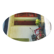 Delivery Bicycle by Two Red Doors Oval Stickers
