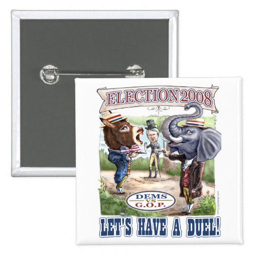 Dem Donkey vs GOP Elephant Button 