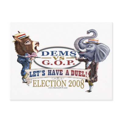 Dem Donkey vs GOP Elephant Postcard  by buttonZup