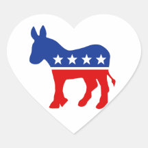 Democrat Donkey Heart Sticker