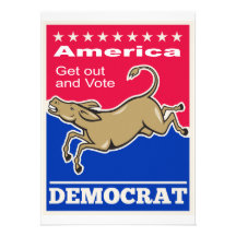 Democrat Donkey Mascot America Vote Custom Announcements