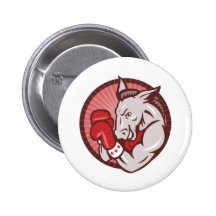 Democrat Donkey Mascot Boxer Boxing Retro Pins
