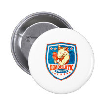 Democrat Donkey Mascot Boxer Shield Buttons