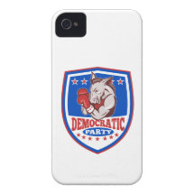 Democrat Donkey Mascot Boxer Shield iPhone 4 Case-Mate Case