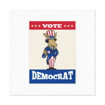 Democrat Donkey Mascot Thumbs Up Flag Stretched Canvas Prints