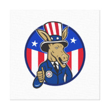 Democrat Donkey Mascot Thumbs Up Flag Canvas Prints