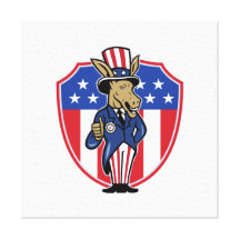 Democrat Donkey Mascot Thumbs Up Flag Gallery Wrapped Canvas