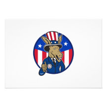 Democrat Donkey Mascot Thumbs Up Flag Personalized Invites