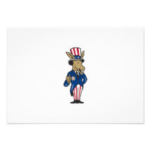 Democrat Donkey Mascot Thumbs Up Flag Custom Announcements