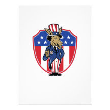 Democrat Donkey Mascot Thumbs Up Flag Personalized Invite