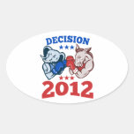 Democrat Donkey Republican Elephant Decision 2012 Oval Sticker