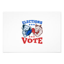 Democrat Donkey Republican Elephant Mascots Personalized Invitations