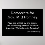 Démocrate pour Mitt Romney Poster