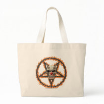 Demon Clown Skull & Burning Pentagram Canvas Bags