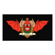 Demon Devil Skull with Bat Wings and Rams Horns Art Photo